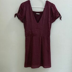Abercrombie & Fitch Burgundy Mini Dress with White Dots size small